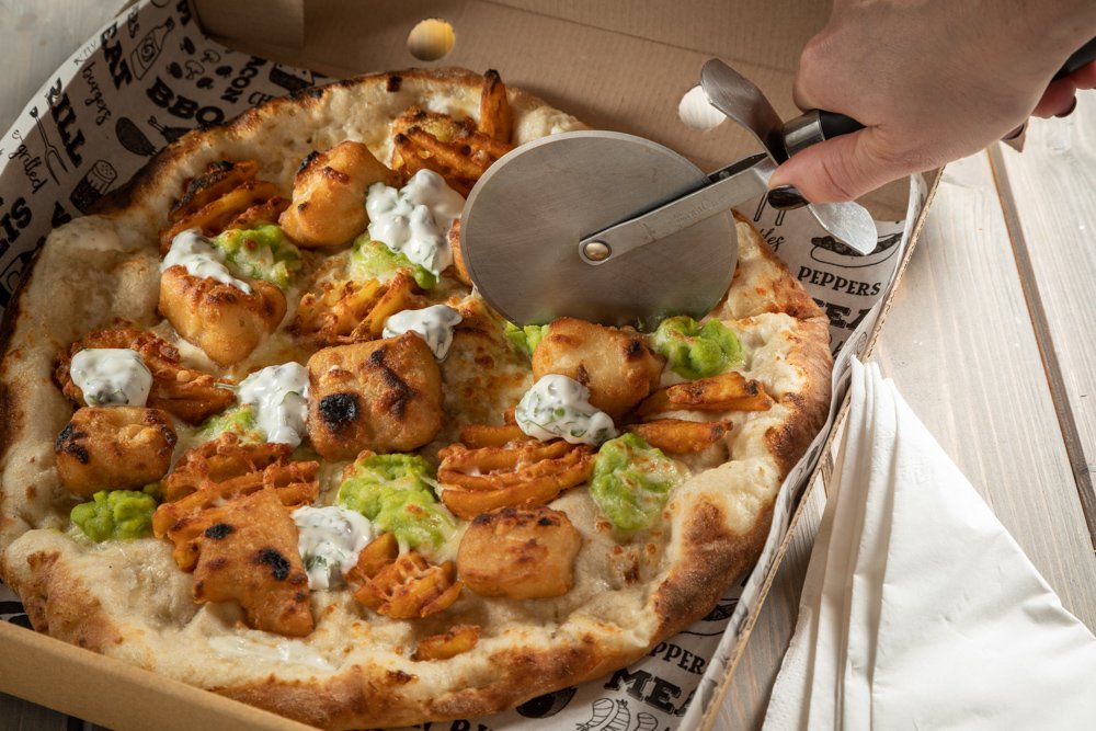 crispy fish pizza
